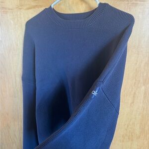 ALO Yoga Dark Navy Ribbed Crewneck Sweater